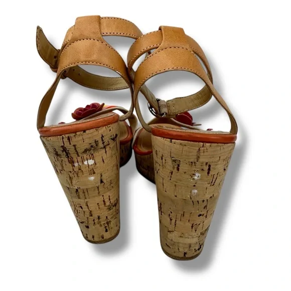 COACH Morgan Strappy Cork Wedges Heels Size 6.5 Floral Shoes - Picture 10 of 15